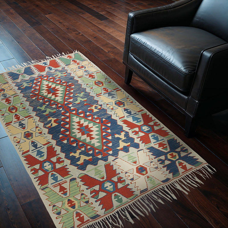 New Handwoven Turkish Kilim Rug - 4'  x 5' 7" (48" x 67") - K0080415