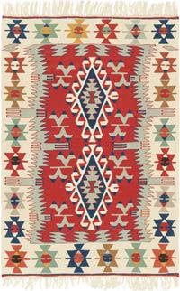 New Handwoven Turkish Kilim Rug - 3' 8" x 5' 5" (44" x 65")