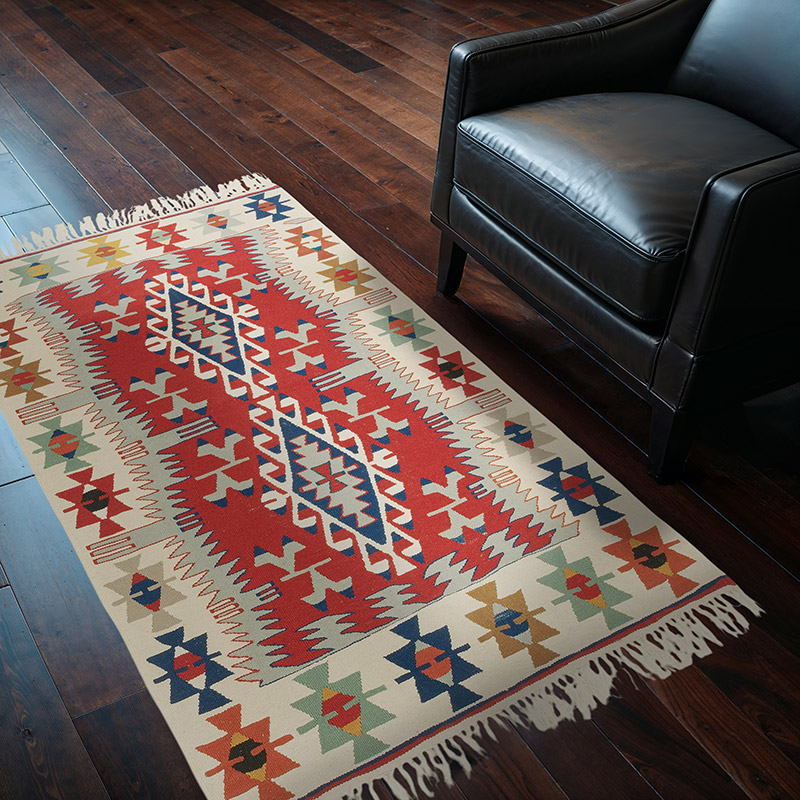New Handwoven Turkish Kilim Rug - 3' 8" x 5' 5" (44" x 65") - K0080418