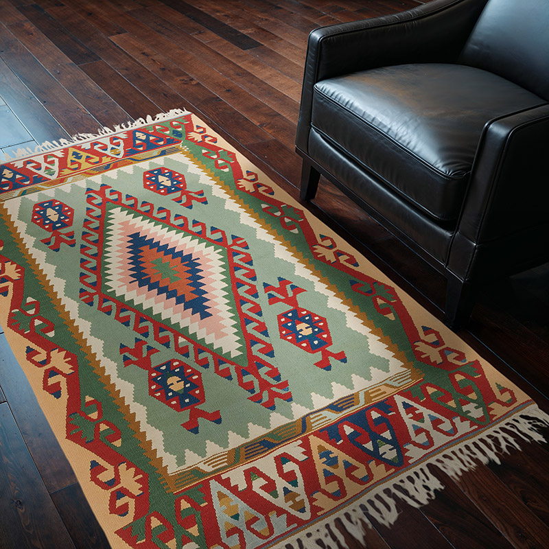 New Handwoven Turkish Kilim Rug - 4'  x 6'  (48" x 72") - K0080420