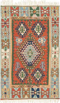 New Handwoven Turkish Kilim Rug - 4' 9" x 7' 7" (57" x 91")