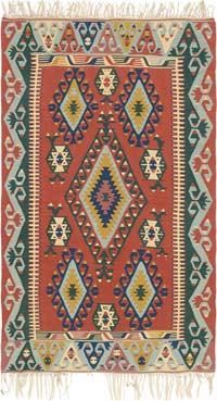 New Handwoven Turkish Kilim Rug - 4' 2" x 7'  (50" x 84")