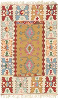 New Handwoven Turkish Kilim Rug - 3' 8" x 5' 11" (44" x 71")