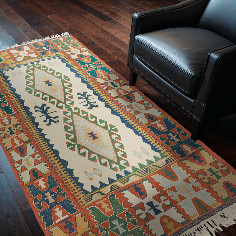 New Handwoven Turkish Kilim Rug - 3' 11" x 7' 1" (47" x 85") - K0080436