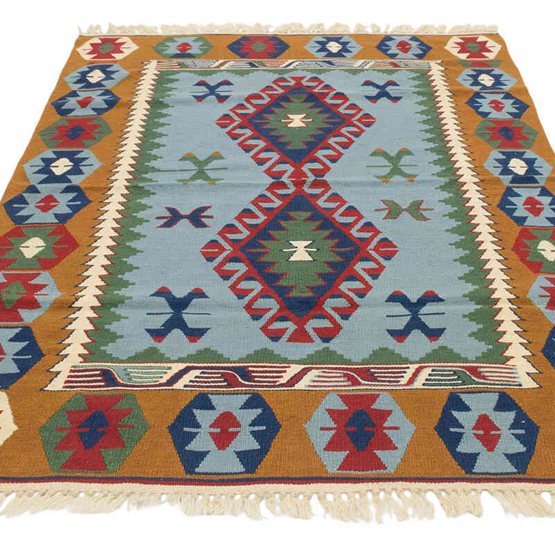 New Handwoven Turkish Kilim Rug - 4' 2" x 5' 11" (50" x 71") - K0080437