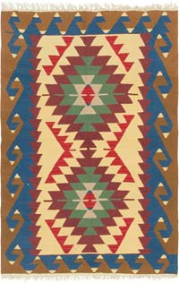 New Handwoven Turkish Kilim Rug - 3' 9" x 5' 7" (45" x 67")