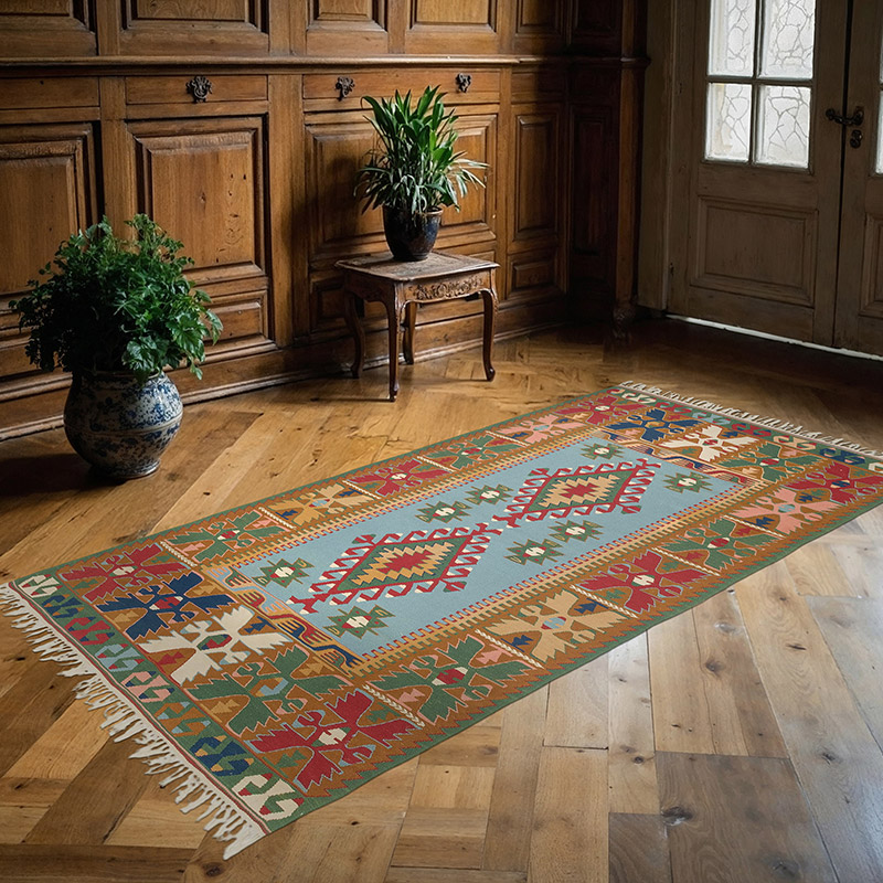 New Handwoven Turkish Kilim Rug - 4' 3" x 8' 2" (51" x 98") - K0080440