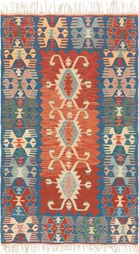 New Handwoven Turkish Kilim Rug - 3' 10" x 6' 5" (46" x 77")