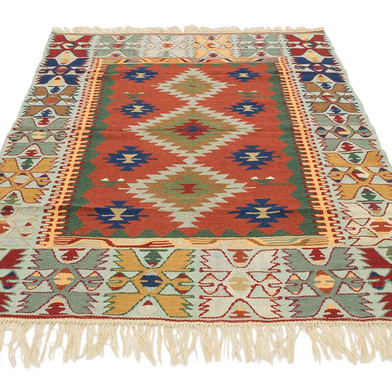 New Handwoven Turkish Kilim Rug - 4'  x 5' 5" (48" x 65") - K0080446