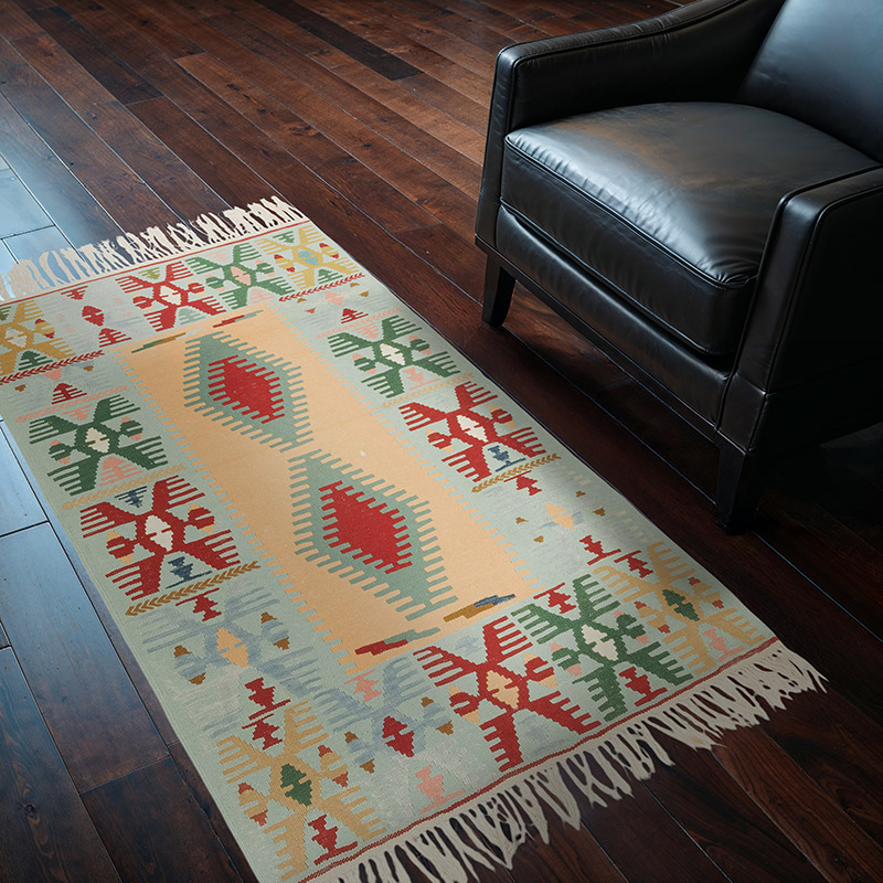 New Handwoven Turkish Kilim Rug - 3' 8" x 5' 6" (44" x 66") - K0080448
