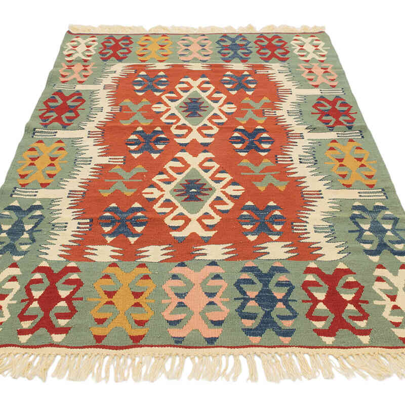 New Handwoven Turkish Kilim Rug - 3' 7" x 5' 9" (43" x 69") - K0080453