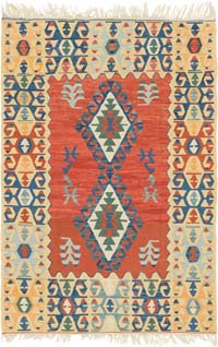 New Handwoven Turkish Kilim Rug - 4'  x 5' 11" (48" x 71")