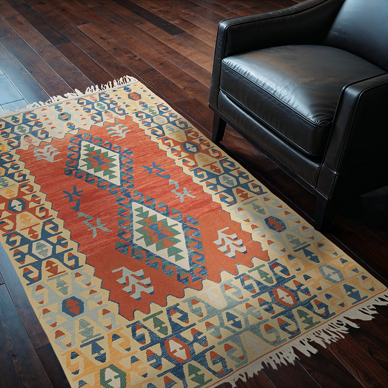 New Handwoven Turkish Kilim Rug - 4'  x 5' 11" (48" x 71") - K0080455