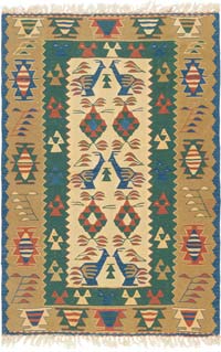New Handwoven Turkish Kilim Rug - 3' 8" x 5' 5" (44" x 65")