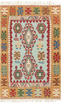 New Handwoven Turkish Kilim Rug - 3' 11" x 6' 1" (47" x 73")