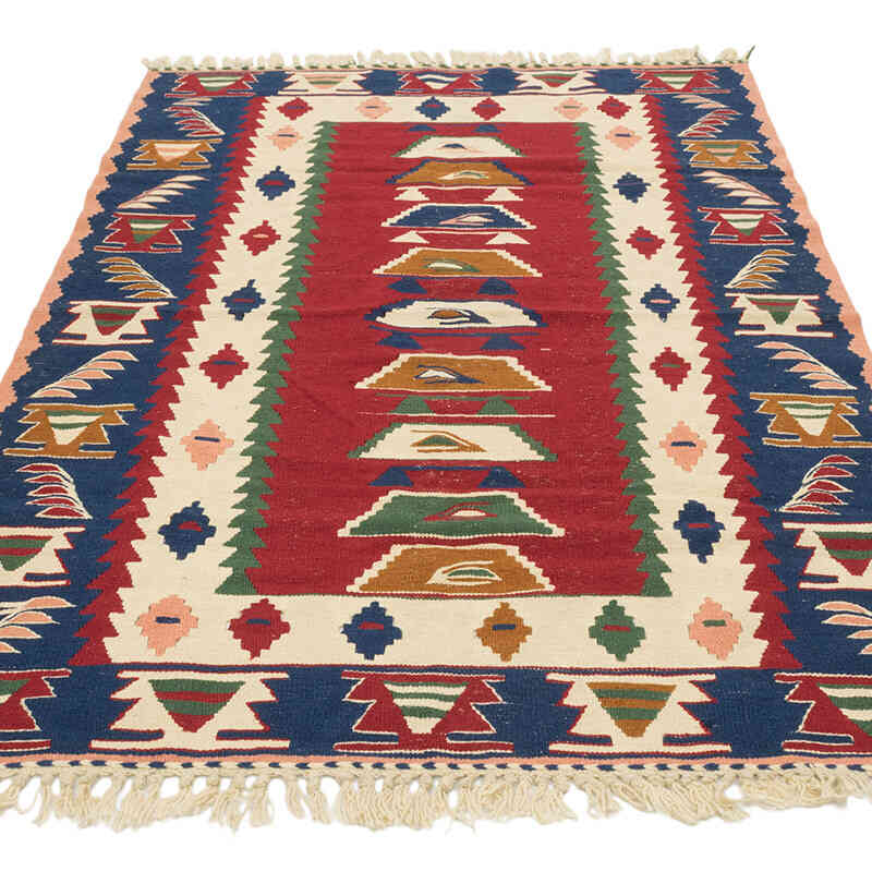 New Handwoven Turkish Kilim Rug - 3' 8" x 5' 5" (44" x 65") - K0080466