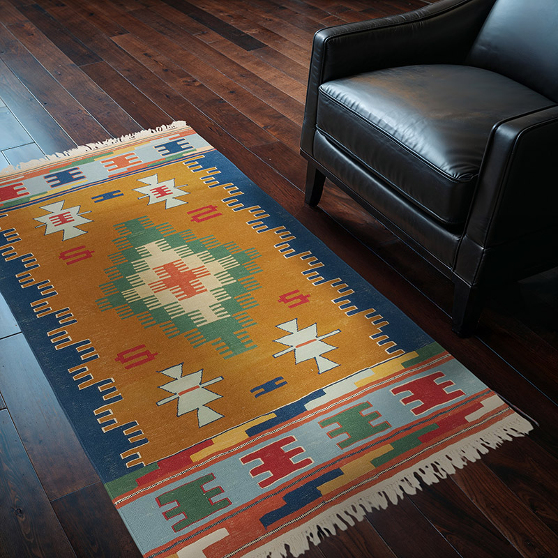 New Handwoven Turkish Kilim Rug - 3' 8" x 5' 7" (44" x 67") - K0080472