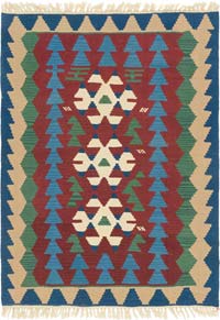 New Handwoven Turkish Kilim Rug - 4' 1" x 5' 5" (49" x 65")