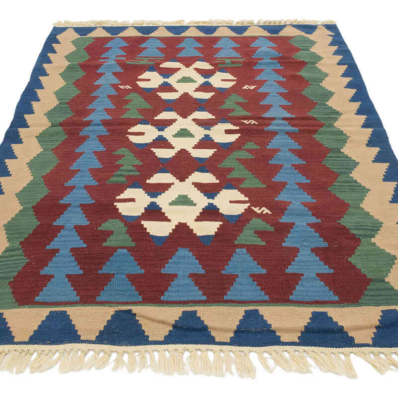 New Handwoven Turkish Kilim Rug - 4' 1" x 5' 5" (49" x 65") - K0080473