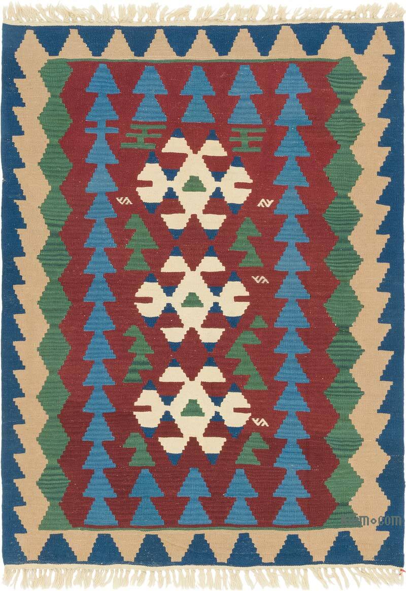 New Handwoven Turkish Kilim Rug - 4' 1" x 5' 5" (49" x 65") - K0080473