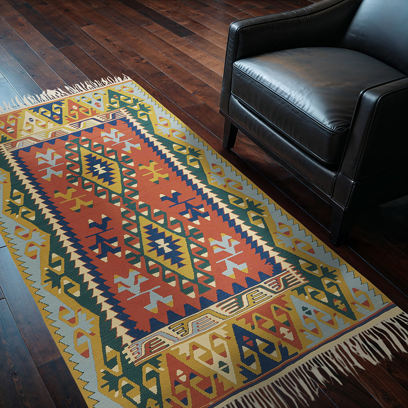 New Handwoven Turkish Kilim Rug - 4'  x 6' 4" (48" x 76") - K0080477