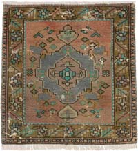 Alfombra Vintage Turca Anudada a Mano - 53 cm x 55 cm