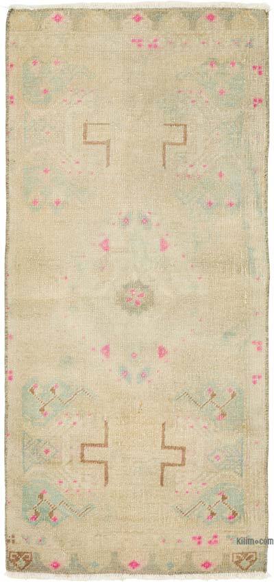 Alfombra Vintage Turca Anudada a Mano - 49 cm x 106 cm