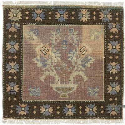 El Dokuma Vintage Halı - 63 cm x 59 cm