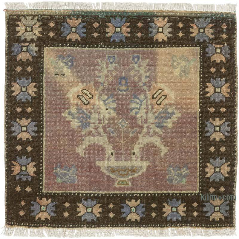 El Dokuma Vintage Halı - 63 cm x 59 cm - K0080488