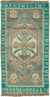 Vintage Turkish Hand-Knotted Rug - 1' 7" x 2' 10" (19" x 34")