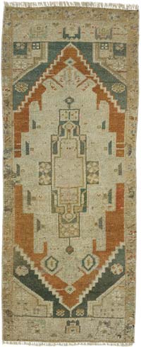Vintage Turkish Hand-Knotted Rug - 1' 6" x 3' 9" (18" x 45")