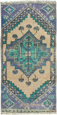 El Dokuma Vintage Halı - 44 cm x 89 cm