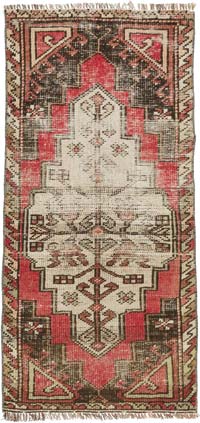 El Dokuma Vintage Halı - 46 cm x 96 cm