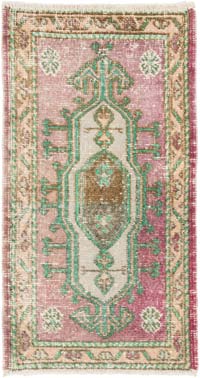 Vintage Turkish Hand-Knotted Rug - 1' 7" x 2' 11" (19" x 35")