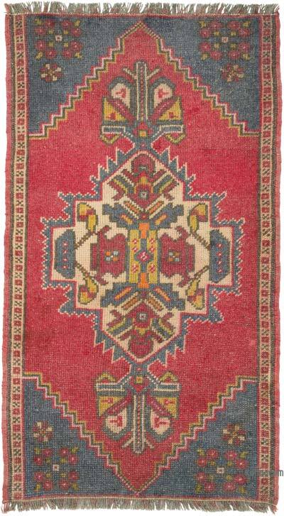 Alfombra Vintage Turca Anudada a Mano - 58 cm x 107 cm