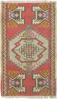 El Dokuma Vintage Halı - 53 cm x 88 cm
