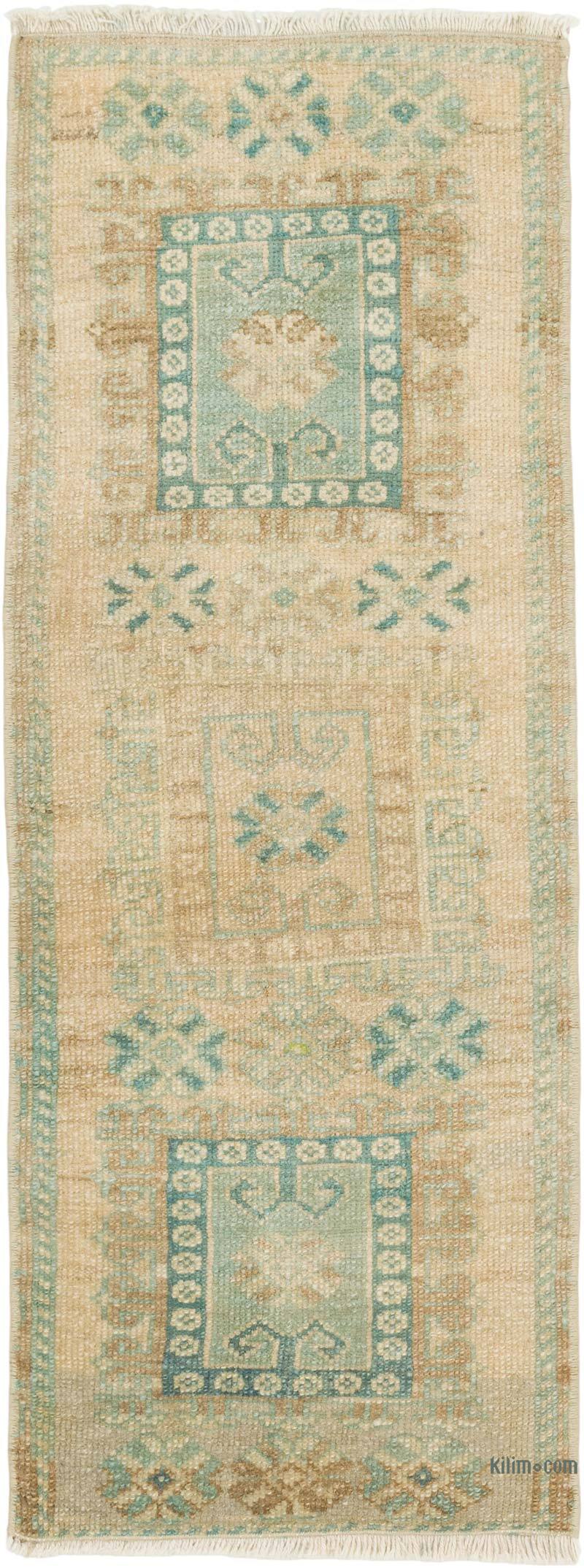 Alfombra Vintage Turca Anudada a Mano - 37 cm x 97 cm - K0080538
