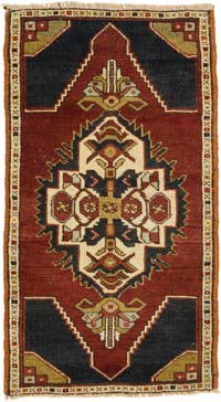 Vintage Turkish Hand-Knotted Rug - 1' 9