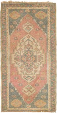 Alfombra Vintage Turca Anudada a Mano - 58 cm x 111 cm