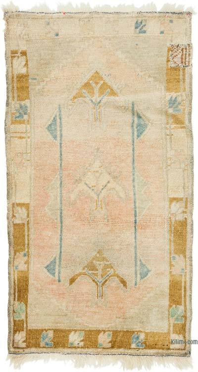 Vintage Turkish Hand-Knotted Rug - 1' 8" x 3' 1" (20" x 37")