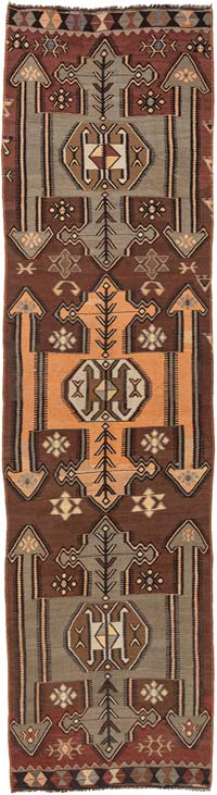 Vintage Kars Kilim Runner - 3' 2" x 11' 5" (38" x 137")