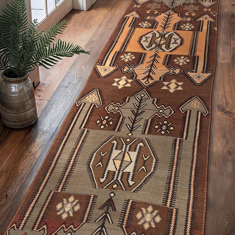 Vintage Kars Kilim Yolluk - 97 cm x 347 cm - K0080682