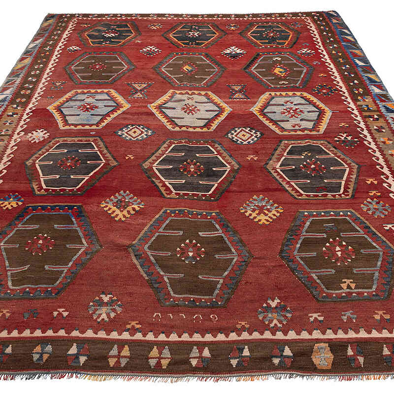 Vintage Sarkisla Kilim Rug - 7' 4" x 10' 1" (88" x 121") - K0080693