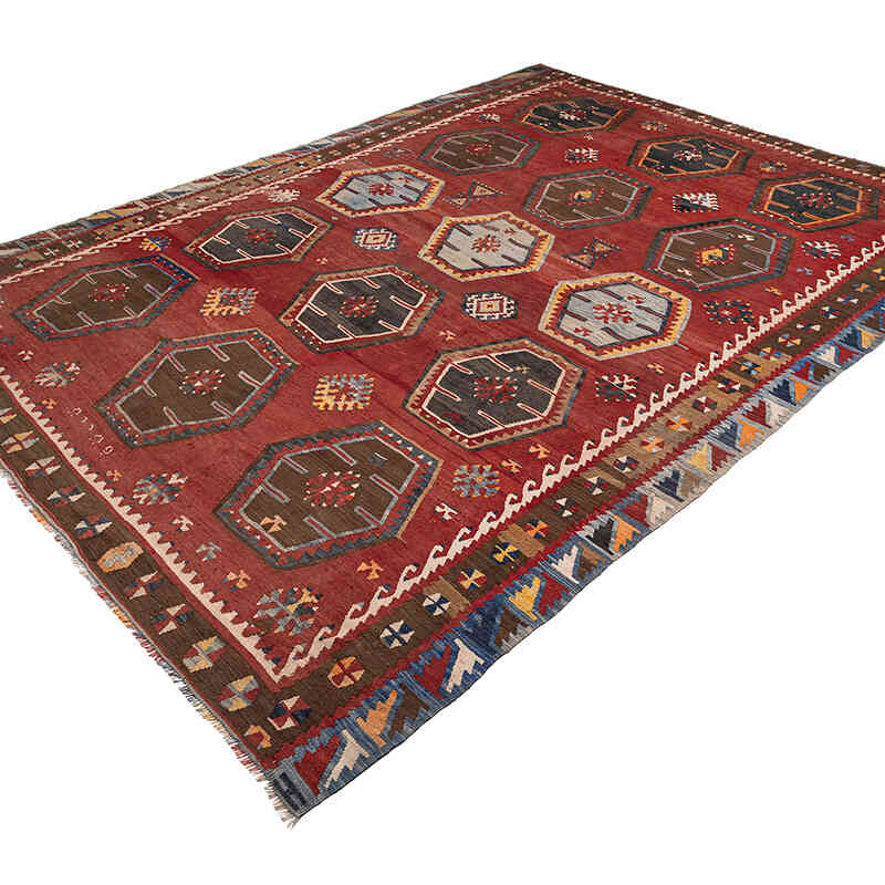 Vintage Sarkisla Kilim Rug - 7' 4" x 10' 1" (88" x 121") - K0080693