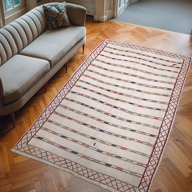 Vintage Anatolian Hemp Kilim Rug - 5' 8" x 9' 5" (68" x 113") - K0080700