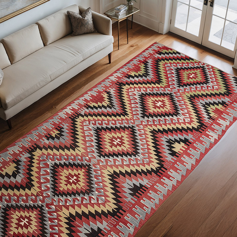Vintage Oushak Kilim Rug - 5' 7" x 10' 8" (67" x 128") - K0080706