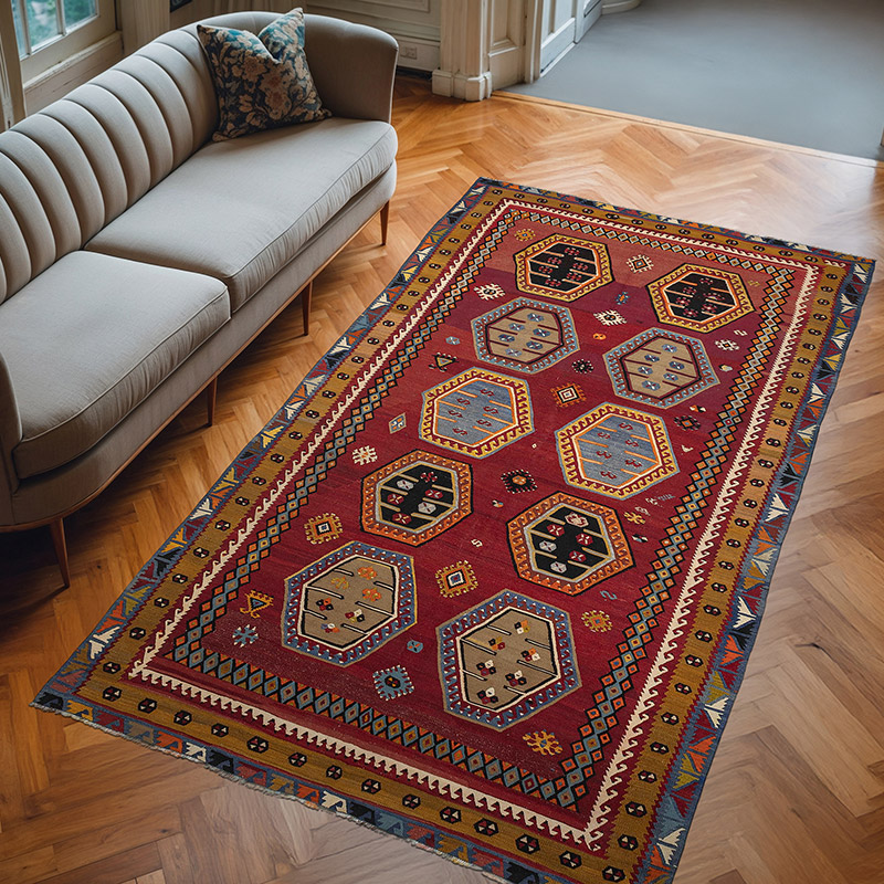 Vintage Sarkisla Kilim Rug - 6'  x 10' 2" (72" x 122") - K0080712