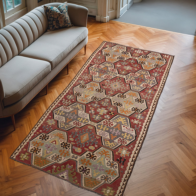 Vintage Adana Kilim Rug - 4' 7" x 9' 9" (55" x 117") - K0080722