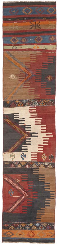 Vintage Sivas Kilim Runner - 2' 4" x 10' 7" (28" x 127")