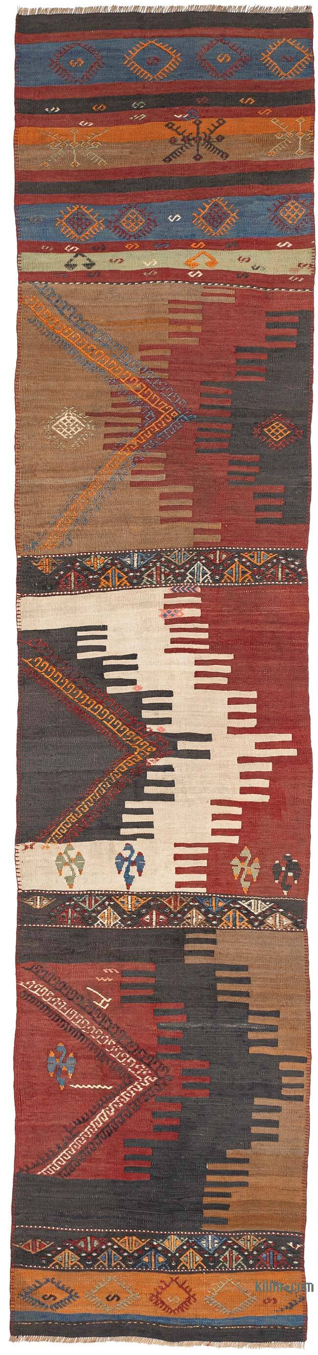 Vintage Sivas Kilim Runner - 2' 4" x 10' 7" (28" x 127") - K0080726